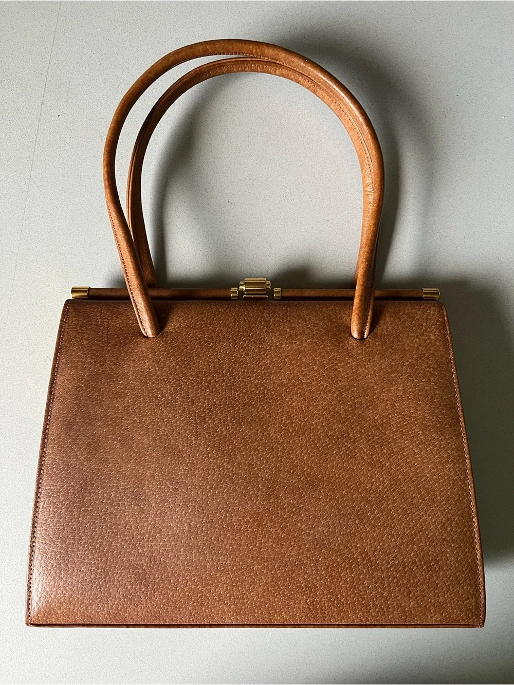 VINTAGE Classic Structured Brown Top-Handle Bag